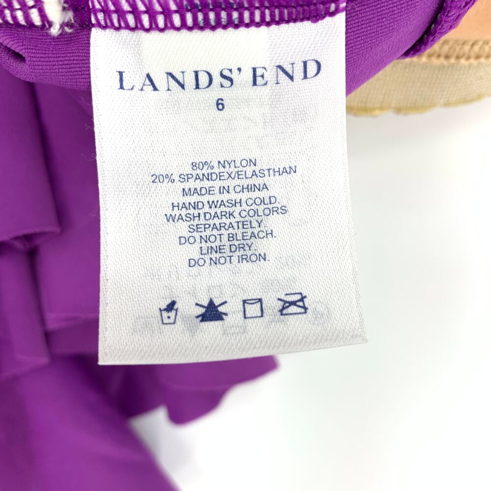 Lands' End Women's Size 6 Adjustable Straps Peplum Hem Tankini Swim Top Purple - Picture 5 of 6